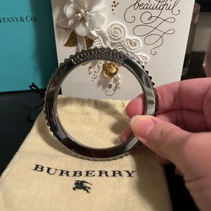100% Authentic Burberry silver/gunmetal  notched gear bangle.